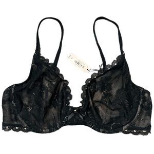 Victoria’s Secret Unlined Semi Demi underwire lace bra black 34C